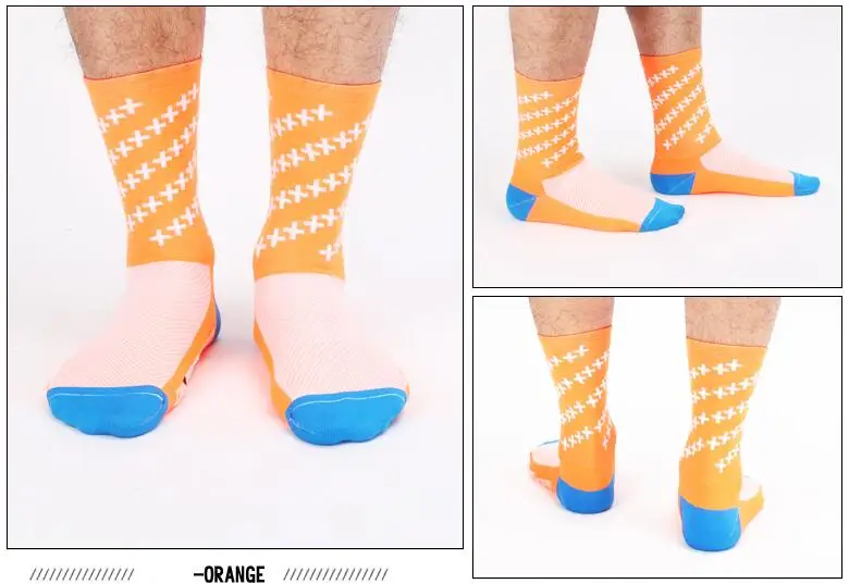 Высококачественные Профессиональные брендовые дышащие спортивные носки дорожные велосипедные носки спортивные носки для спорта на открытом воздухе - Цвет: Оранжевый