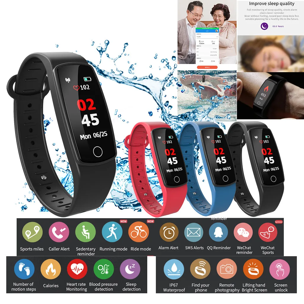 

Hot Smart Monitor Heart Rate Bracelet Color Bracelet Wristband for iOS Android Wrisatband Smartwatch For IOS Android Run Timeing