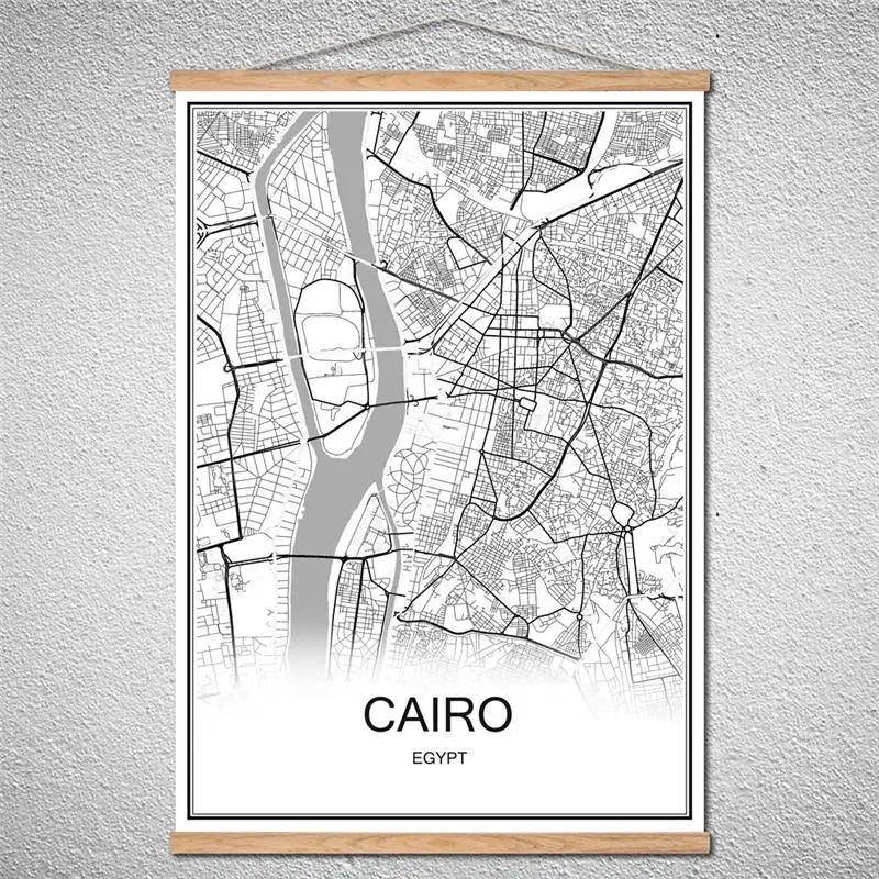 Кембридский мир Карта города индивидуальные узоры абстрактный принт картина маслом Современный плакат с рамкой холст кафе - Цвет: CAIRO