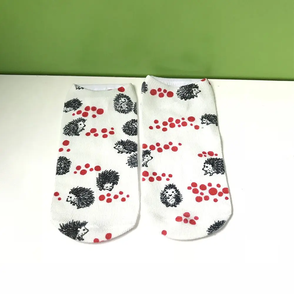 

1 Pair New Hot Sale Cute 3 D Printed Hedgehog Animal Women Sock Low Cut Ankle Sock Casual Breathable Sock