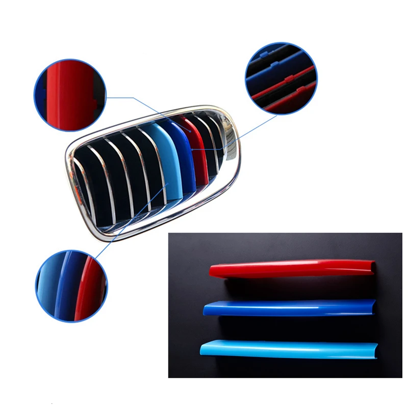 3 шт. 3D Автомобильная передняя решетка отделка спортивные полоски крышка наклейки для BMW большинство моделей автомобиля Стайлинг Аксессуары