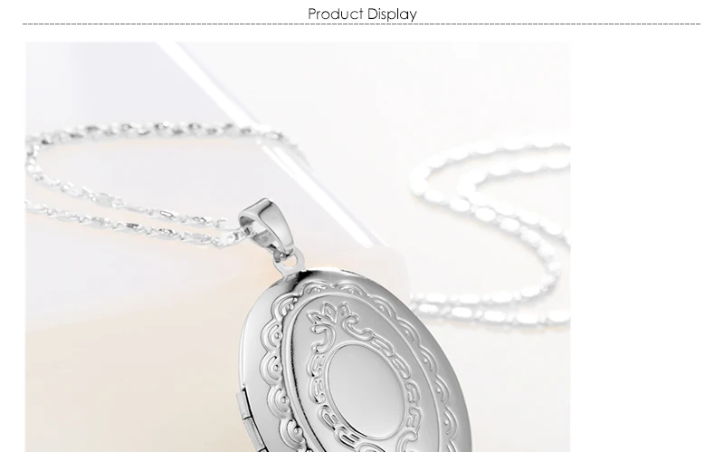 Long Memory Locket Necklace Photo Frame Pendant Gold Necklace Women Fashion Oval Initial Statement Necklaces & Pendants  (1)