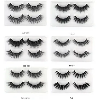 

2 Pairs Different Style 3D Mink Lashes Lot Long Lasting Mink Strip Lashes Set Natural Volume Eyelashes Thick Makeup Eye Lashes