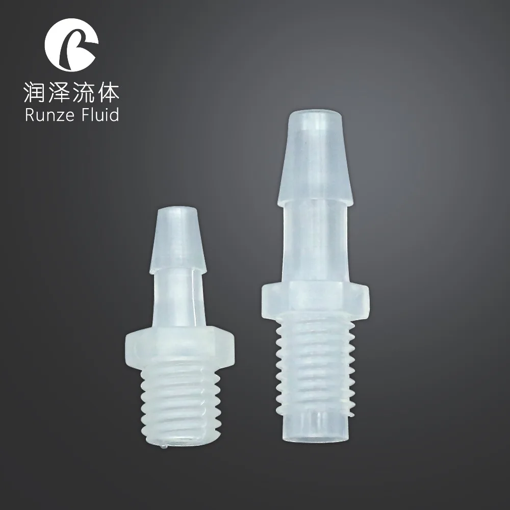 PP PTFE Male Barbed Adapters for Medical Analyzersin Pipe Fittings
