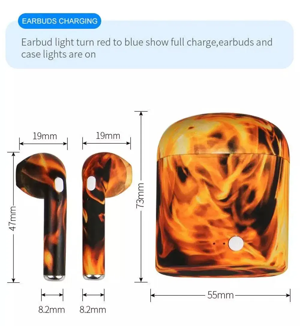 RGLM i7s TWS, мини беспроводные наушники с цветным рисунком, наушники с зарядным устройством, спортивные гарнитуры для всех смартфонов