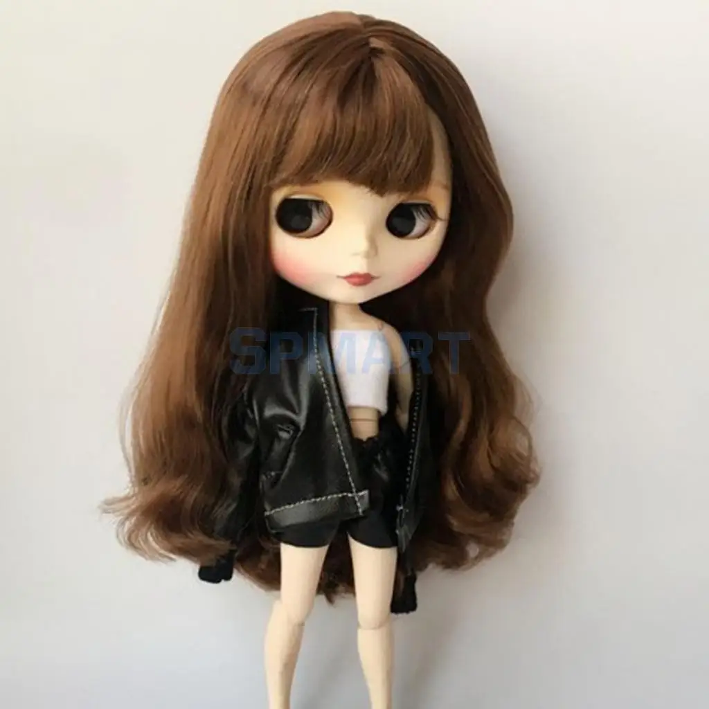 12inch Dolls Clothes PU Leather Jacket Shorts Pants Vest Outfit for Blythe Licca Pullip Azone Party Dress Up