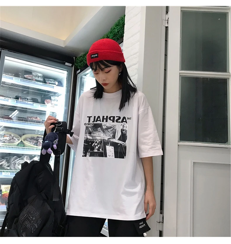 Harajuku футболки женские Простые Топы с буквенным принтом Корейская летняя футболка хип-хоп Уличная одежда для отдыха универсальные футболки с коротким рукавом