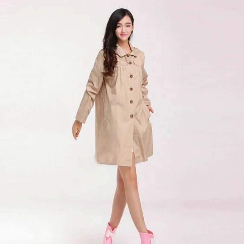 

2019 Fashion Long Thin Raincoat Women Outdoor Travel Waterproof Tour Rainwear Breathable Rain Wear With Buckle Rain Coat