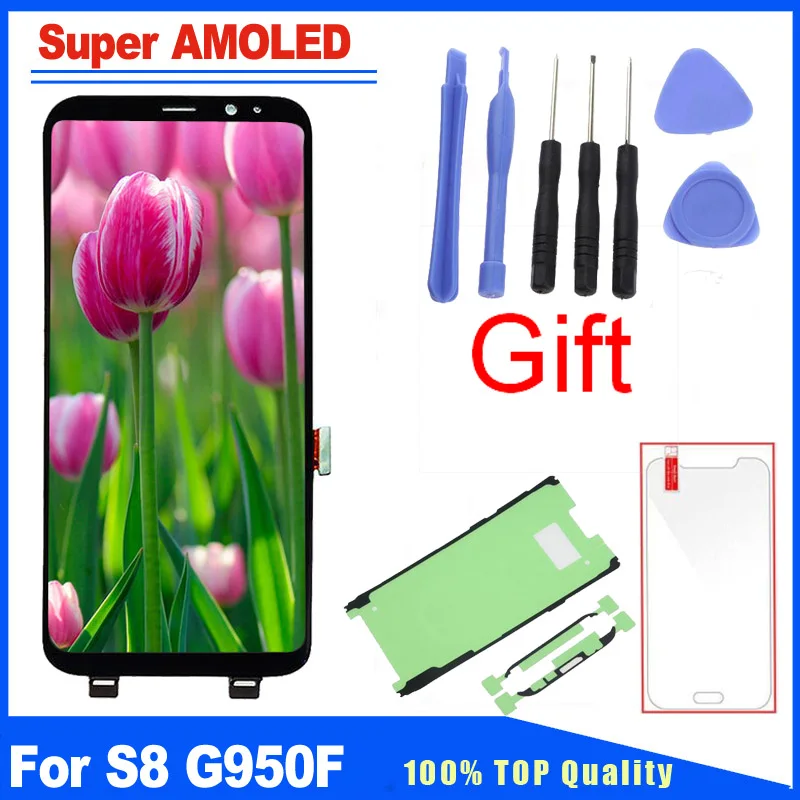 

Super AMOLED Pantalla LCD Display Touch Screen Digitizer Assembly Replacement Kits For Samsung Galaxy S8 SM-G950F Free Sticker