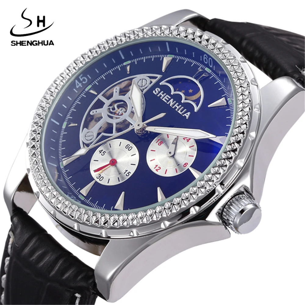 2017 SHENHUA Men's Classical Elegant Leather Strap Automatic Mechanical