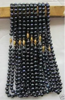 

Free shipping@@@@@ wholesale natural 10PC 7-8mm Black Tahitian pearl necklace 18"