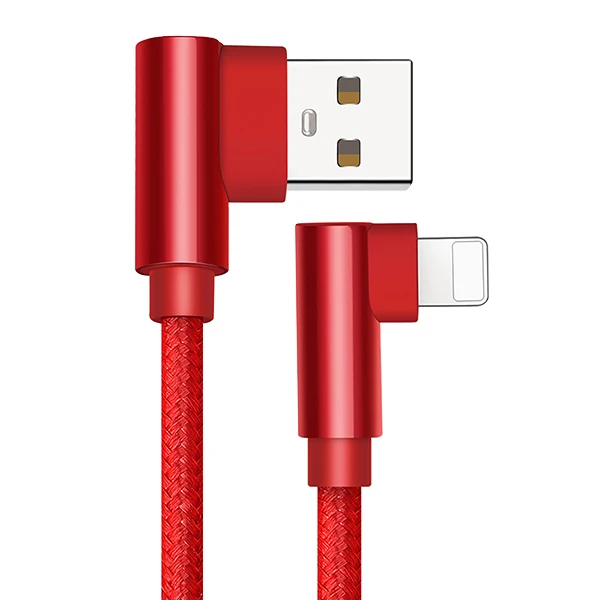 ACCEZZ Lighting USB кабель для iPhone 7 X Xs Max XR 90 градусов зарядный провод Быстрая зарядка игра зарядное устройство кабели данных для iOS 12 2 м - Цвет: Red