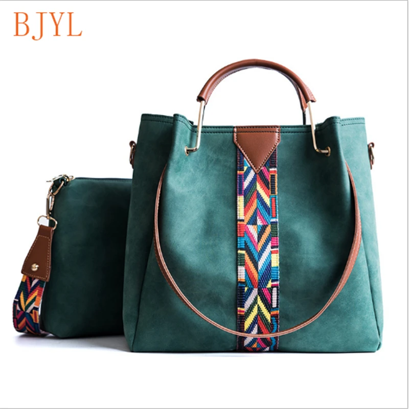 

2 Pieces Women Handbag Casual Tote Bag Female Large Shoulder Messenger Bags High Quality Suede Leather Crossbody Bag