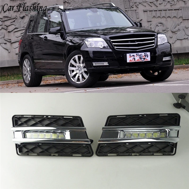 

car flashing 1set For Mercedes benz GLK300 GLK350 GLK 500 2008 - 2012 LED DRL Daytime Running Lights Daylight Signal lamp light