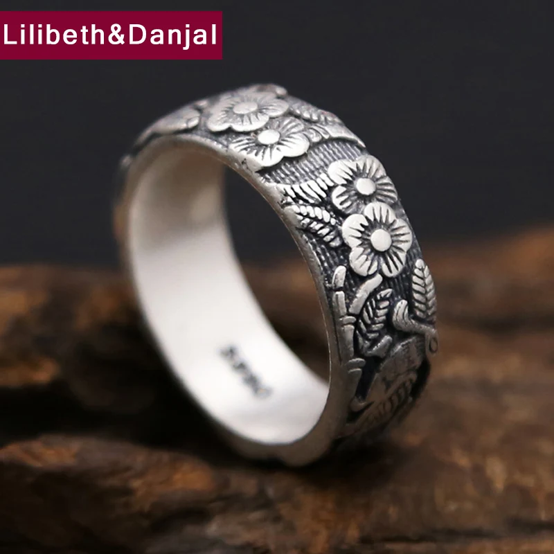 2017 New S990 Sterling Silver Ring Men Jewelry Magpie Flower Wedding Brand Ring Women Gift
