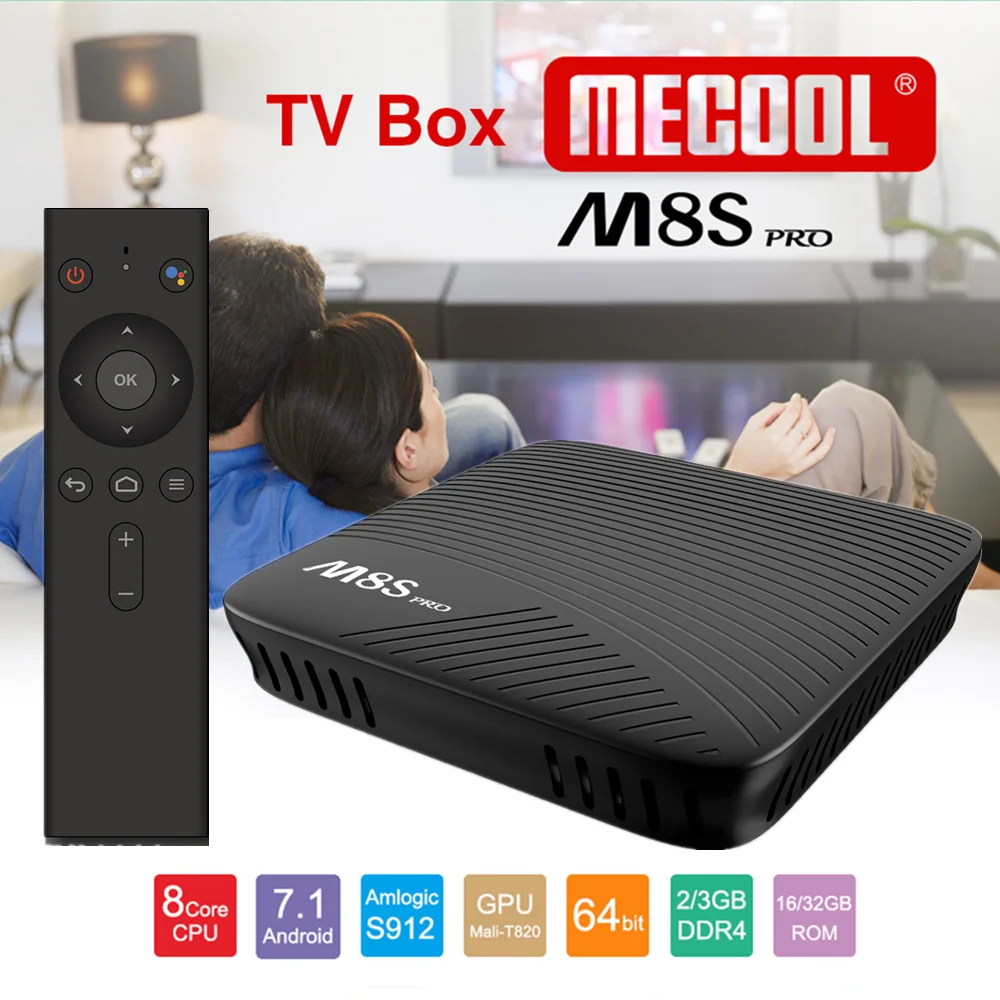 

MECOOL M8S PRO Voice Control TV Box Android 7.1 Amlogic S912 Octa Core 2GB RAM 16G ROM Set Top Box 2.4G/5G WiFi Bluetooth 4.0
