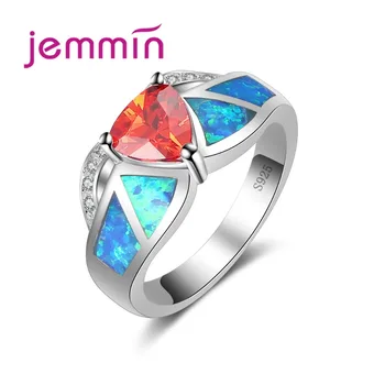 

Wholesale Retail Shining Ring Blue Fire Opal Orange Stone For Women Wedding Opal Jewelry Rings