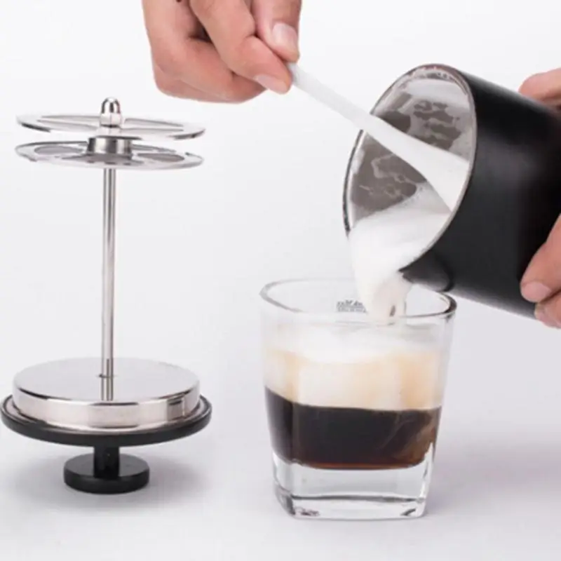 

200ML Cylinder Manual Milk Foamer Dual Layer Mesh Stainless Steel Milk Foam Maker Milk Frother Coffee Frothing Pitcher