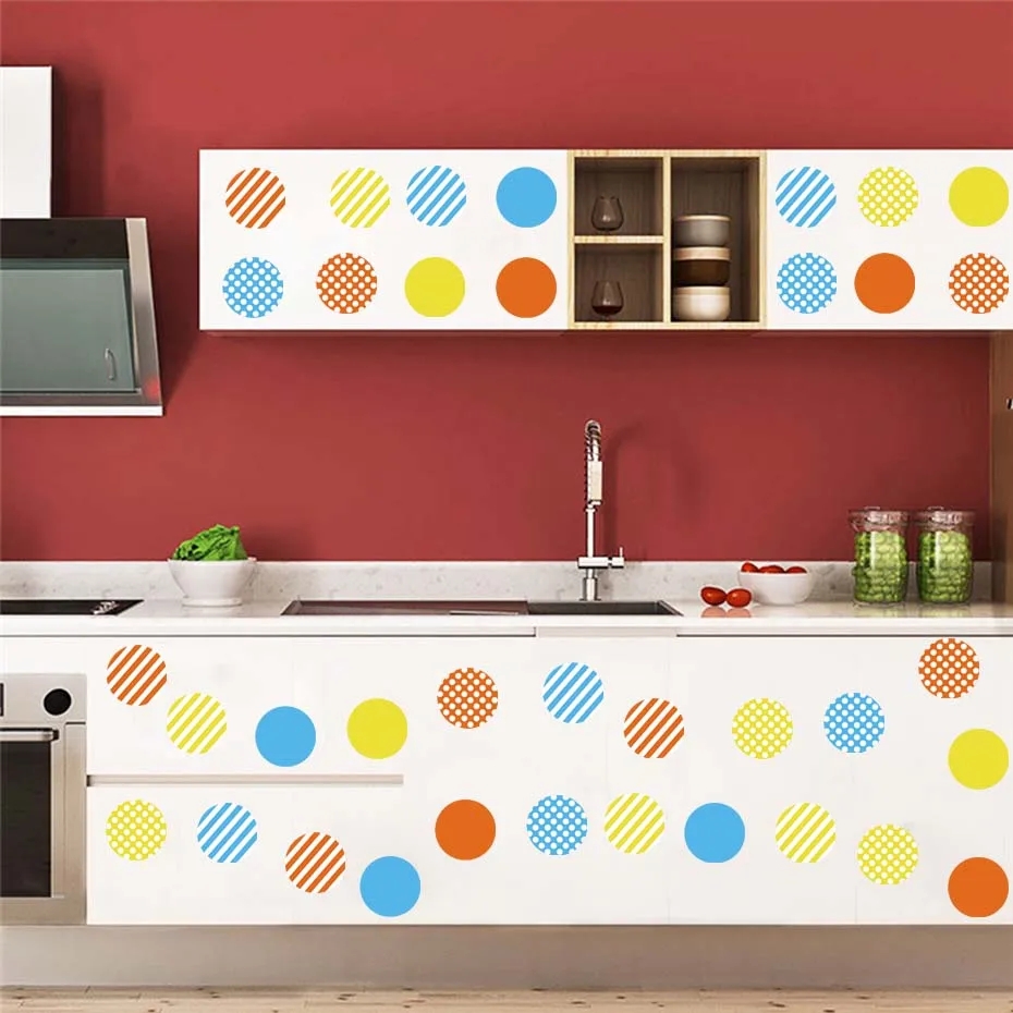 Christmas Sticker For Window Mixed Polka Dots Stripes Wall Sticker For Kids Nursery Bedroom Decoration Adhesive Vinyl Wallpaper (1)