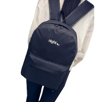 

4PCS / LOT Nylon Backpack Letter Embroidery Backpacks For Teenage Girls School Bag Fashion Black Printing Rucksack mochilas