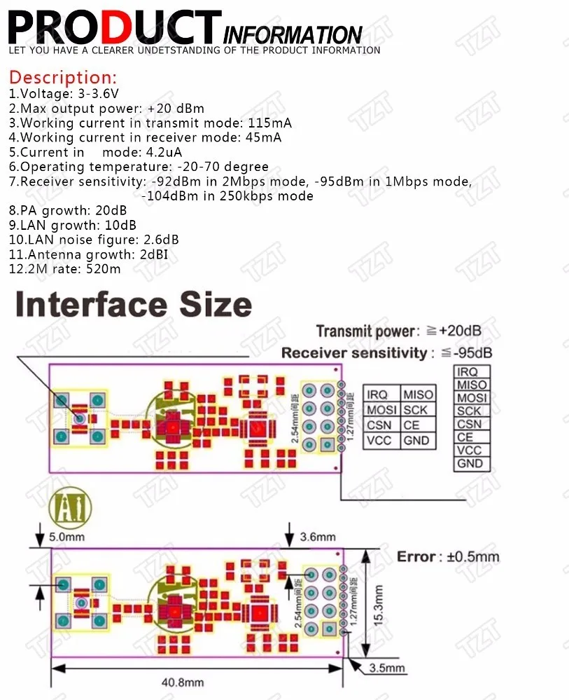 NRF24L01 + PA LNA беспроводной модуль с антенной на 1000 метров большие расстояния FZ0410 мы