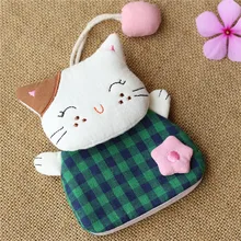 Милые женские кошельки для ключей хлопковая зеленая сумка Китти Normcore на шнурке с мягкой ручкой Повседневная мини-сумочка подарок на день рождения Bolso