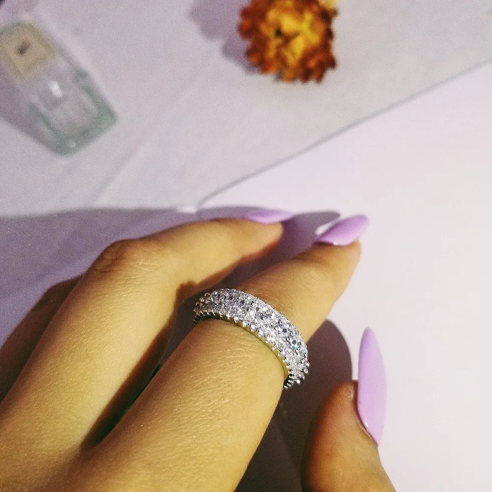  Original solid real luxury Hot 925 sterling silver Ring for Women Wedding band eternity ring party 
