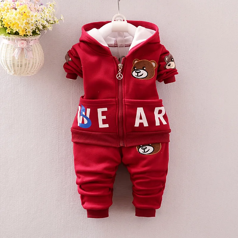 

Baby clothes autumn and winter 2016 NEW Boy thickening Coat bear Sweater suit baby boy clothes baby born Two piece suit