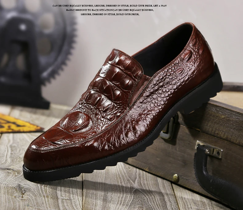 Men's Wedding Dress Shoes Leisure Casual Crocodile Leather Oxfords Shoes For Men Business Brogues Shoes Party Penny Loafers New (1)