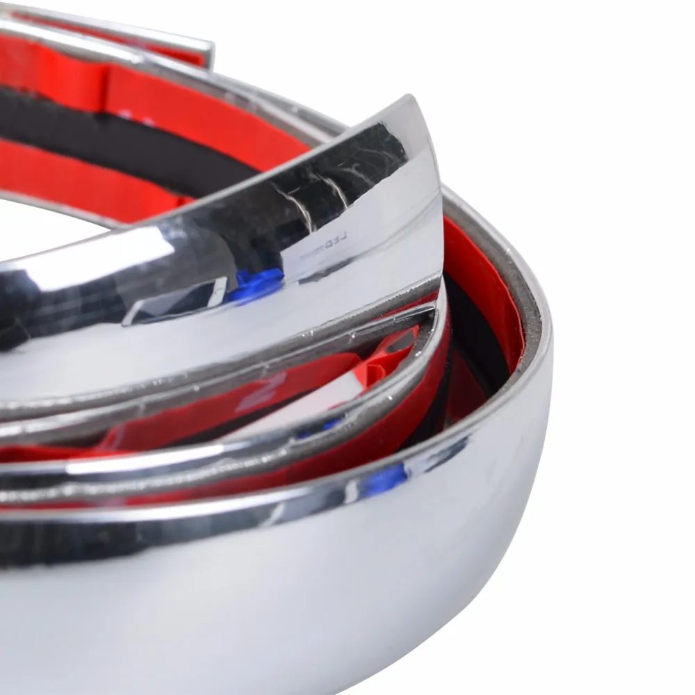 runmade 1 Meter Length Silver Car Chrome Styling Decoration Moulding Trim Strip Tape Auto DIY Protective Sticker Car Universal