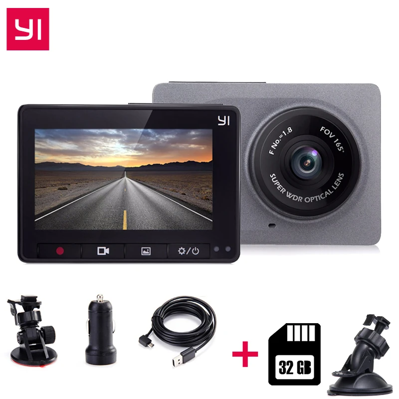 [Международное издание] YI Smart CarDVR + 32G карта 2 7 &quot165 градусов 1080P ADAS WiFi Экшн