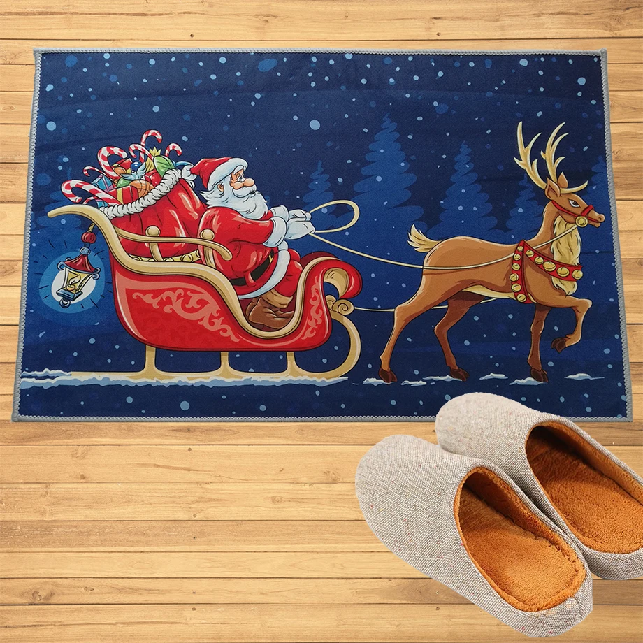 

Merry Christmas Gift Santa Claus Reindeer Doormat Mats Hallway Doorway Bathroom Bedroom Kitchen Rugs Floor Mats Carpet