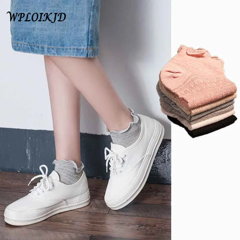 

[WPLOIKJD]Japan Harajuku College Style Socks Spring Summer New Product Lace Socks Pure Color Lovely Heap Heap Socks Women