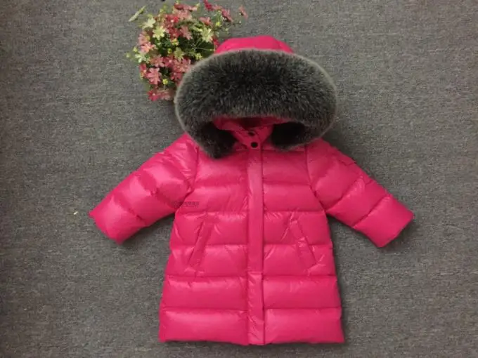 Детская зимняя теплая куртка-пуховик с меховым воротником; зимняя куртка для маленьких девочек; верхняя одежда; парки для девочек; яркое зимнее пальто - Цвет: 9