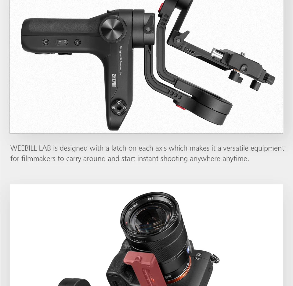 DHL Zhiyun WEEBILL LAB 3-осевой ручной карданный стабилизатор практически для всех беззеркальных камер, смартфонов, максимальная поддержка 3 кг