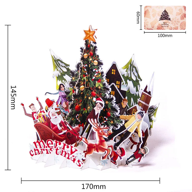  3D Laser Cut Handmade New Year Gift Color Printing Christmas Bash Party Paper Invitation Greeting C - 32827281097
