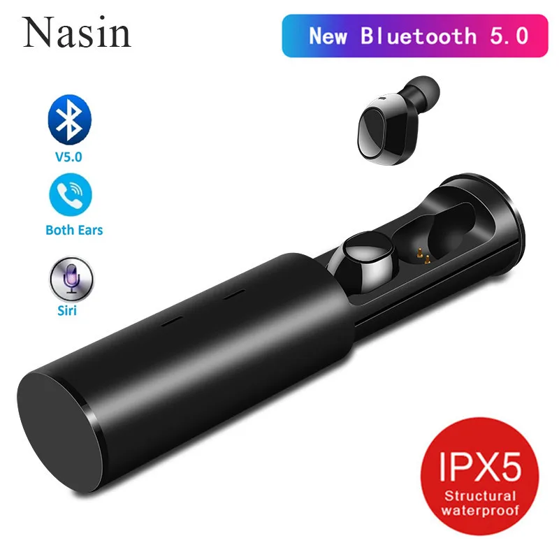 Bluetooth 5.0 Auriculares inal/ámbricos Sonido est/éreo Auriculares Gemelos Auriculares internos Cancelaci/ón de Ruido a Prueba de Agua con Caja de Carga para Todas Las tabletas de tel/éfonos m/óviles MP3