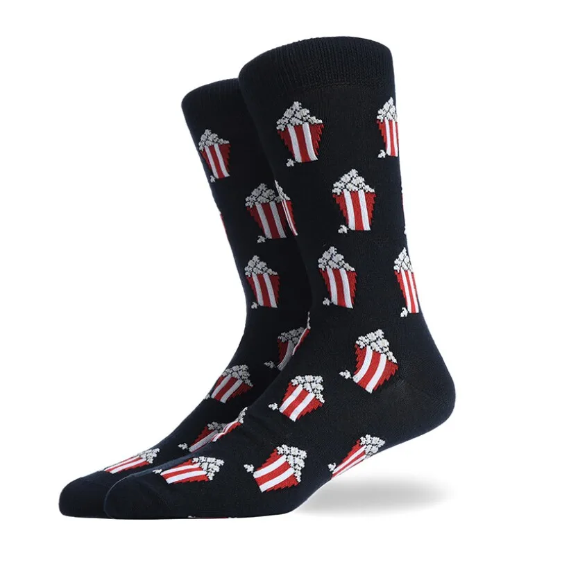 Мужские смешное искусство красочные продукты новые носки Мода Полный хлопок Счастливый унисекс sox милые носки Рождественский подарок sokken calcetines - Цвет: Красный