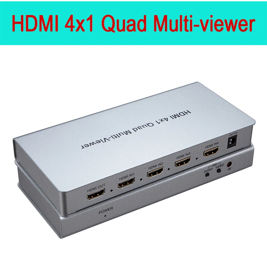 

HDMI 4x1 Quad Multi-viewer four HD screen segmentation seamless switching output switch full 1080P 3D IR For HDTV DVD PS3 STB PC