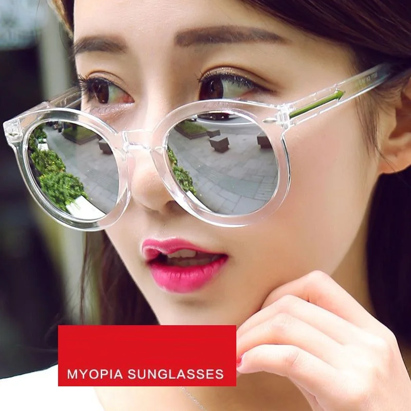 

Myopia Finished Sun glasses Women Round Mirrored -1.0/-2.0/-4.0 with Degree Sun Glasses for Female Nearsighted Sunglasses