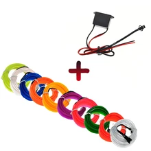 1 м/2 м/3 м/5 м автомобильный инвертор EL Wire неоновые огни танцевальный фестиваль светодиодные полосы EL огни с драйвером DC12V 2,3 мм с 6 мм швейной кромкой