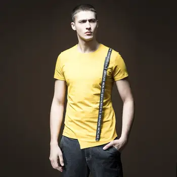 

Free Shipping New fashion male men's man slim round neck short-sleeved T-shirt summer comfortable handsome T shirt B182211115