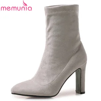 

MEMUNIA 2020 fashion new style ankle boots for women pointed toe sock boots solid colors autumn boots high heels shoes woman
