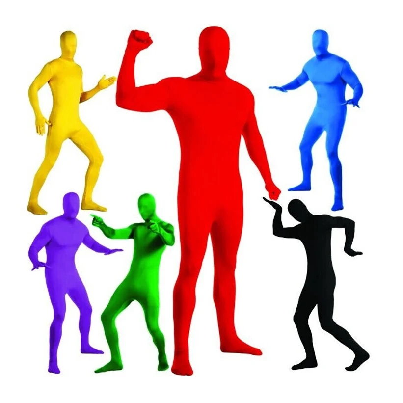

New fashion cosplay Halloween NINJA costume Invisibility Tight body suits red black blue green Stage cos Intrigue funny clothes
