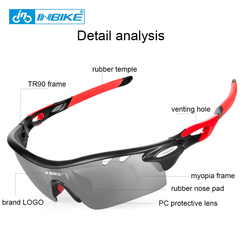 INBIKE, очки для велоспорта, мужские, женские, ультралегкие, поляризационные, велосипедные очки, 5 линз, TR90, рама, MTB, для шоссейного велосипеда, солнцезащитные очки, спортивные очки