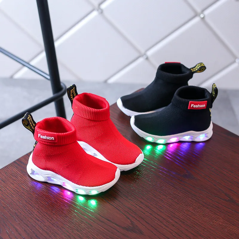 

Sycatree Spring Winter Children Casual Shoes for Trainer Boys Girls Led Light Sneakers Sock Shoes Luminous boots Sport Shoes