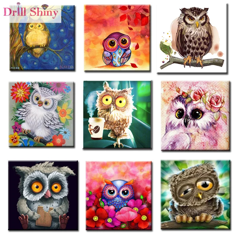 Drill Shiny 9 Types Owls Diy Diamond Painting 3d Full Round