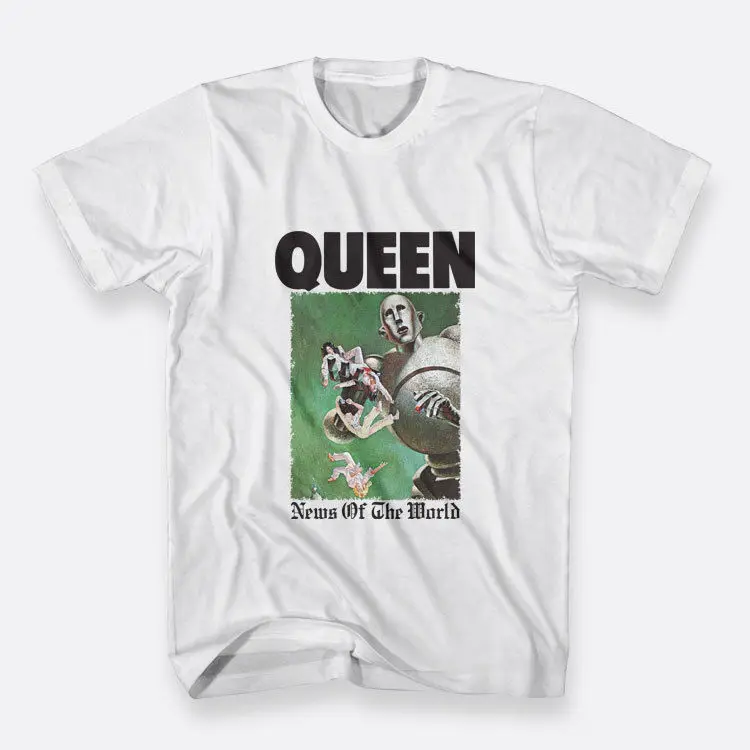 News Of The World 70S Rock Queen S 3Xl Color White Tees Men'S T Shirt 2018 Short Sleeve Cotton T Shirt Man Clothing