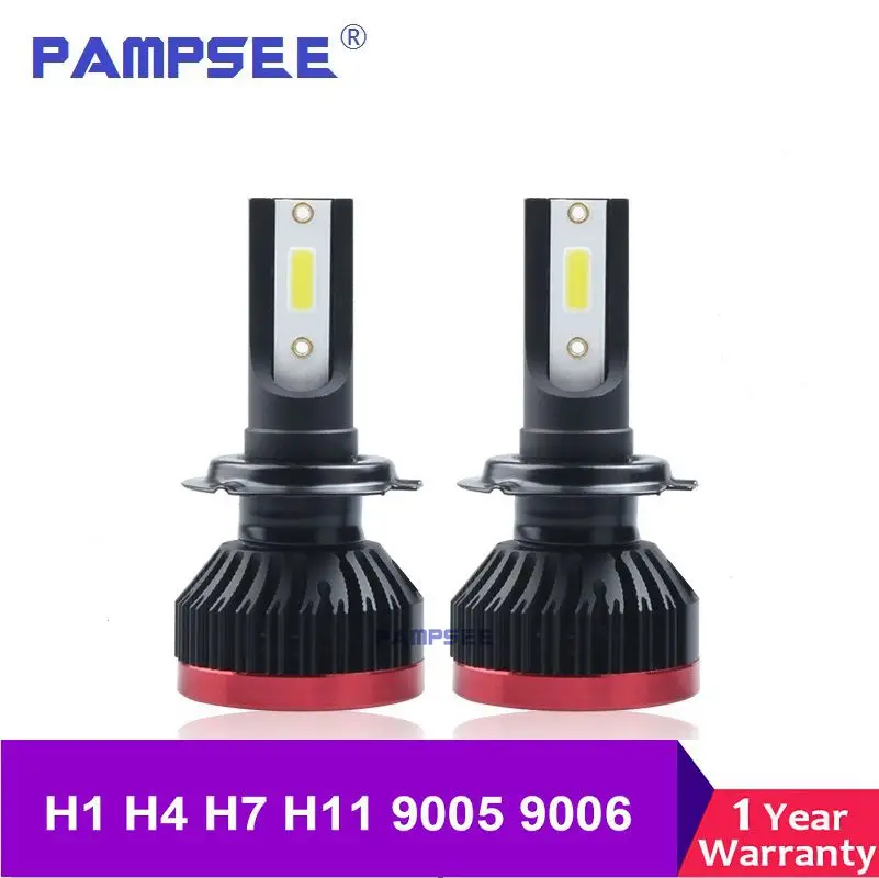 PAMPSEE P6 H4 H7 H11 H1 Автомобильные светодиодные лампы для фар 80 Вт LED 9005 9006 HB4 H3 COB фары 6000K