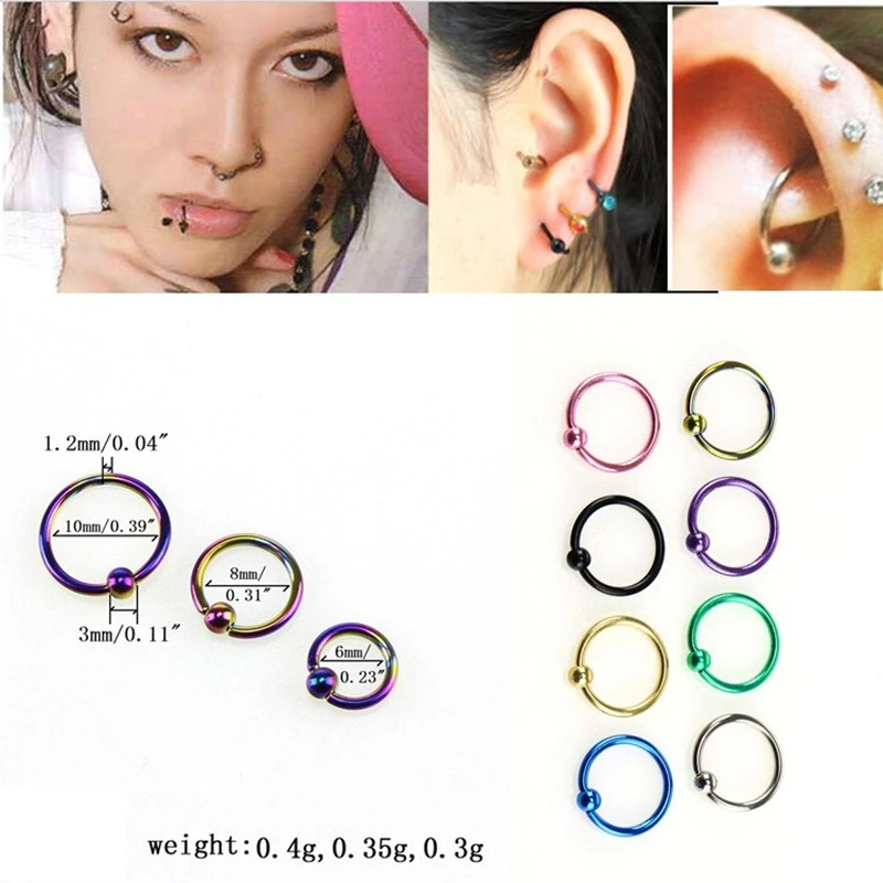 50pcs/lot Surgical Steel Nose Hoop Nipple Ring Piercing Body Jewelry